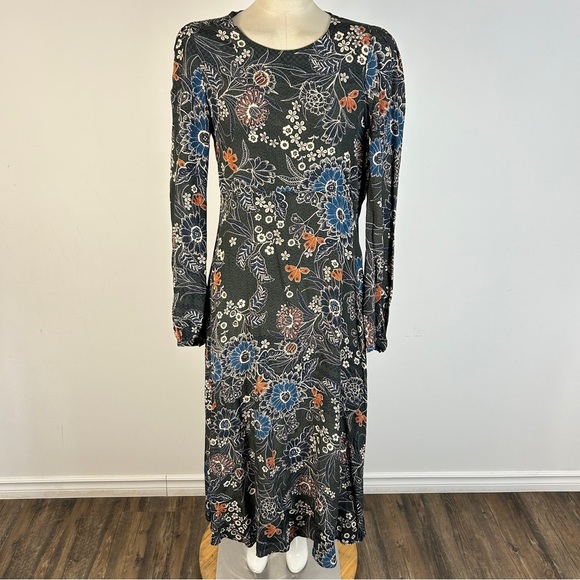 Zara Dresses & Skirts - ❤️ Zara Floral Long Sleeve Dress - Black, Blue, Orange M